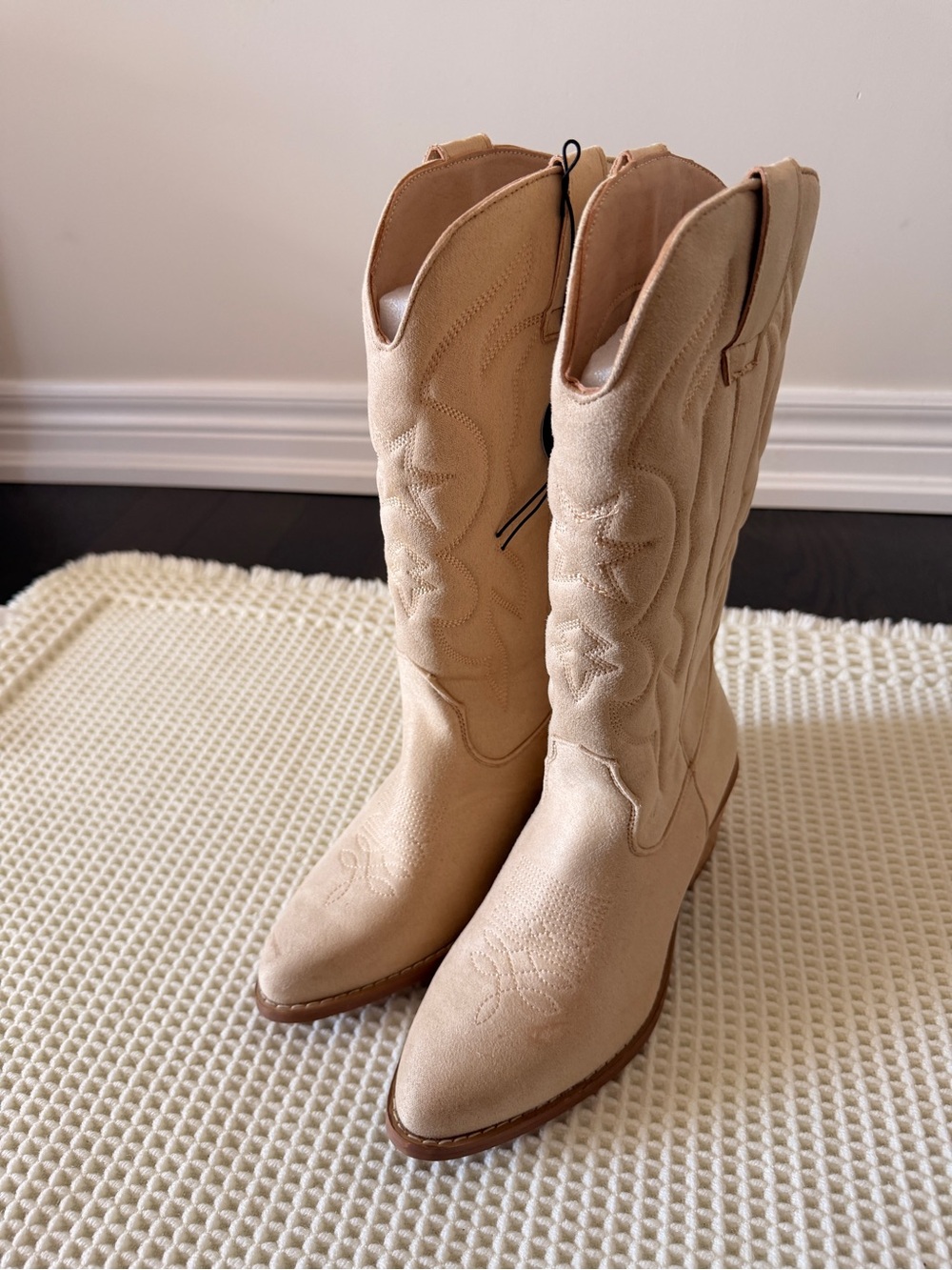 Tan Faux Suede Cowboy Boots